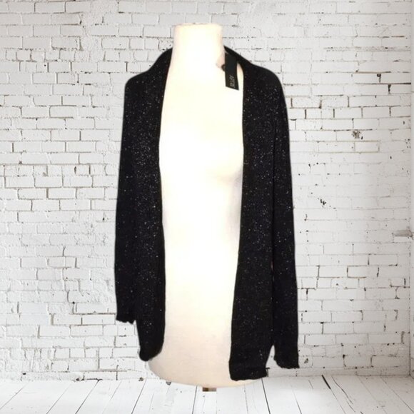 NWT Apt.9 Metallic Knit Shrug Sweater Black with Metallic Silver - Picture 1 of 4